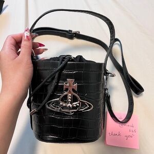Vivienne Westwood Women's Black Daisy Embossed Bucket Bag